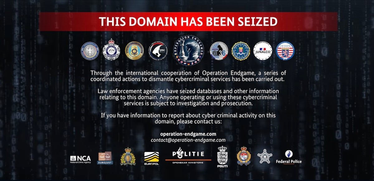 Seizure banner on Rhadamanthys' Tor site